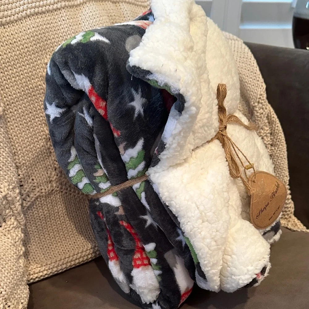 Festive Gnome Holiday Throw Blanket